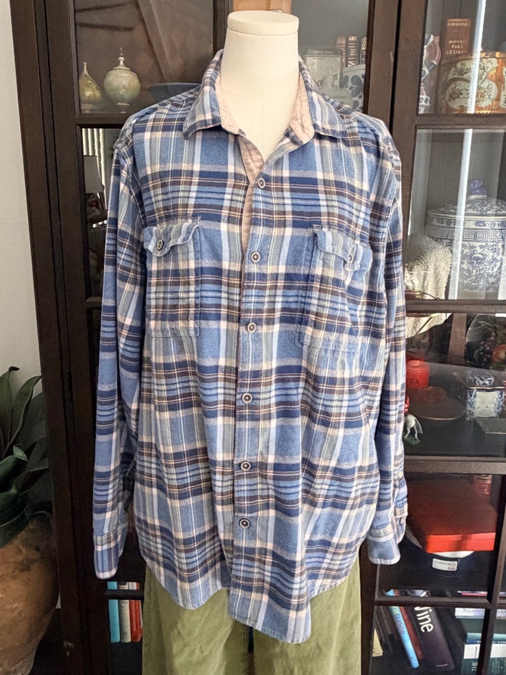 Tommy Bahama, Cotton Flannel Button Down Shirt, size XL